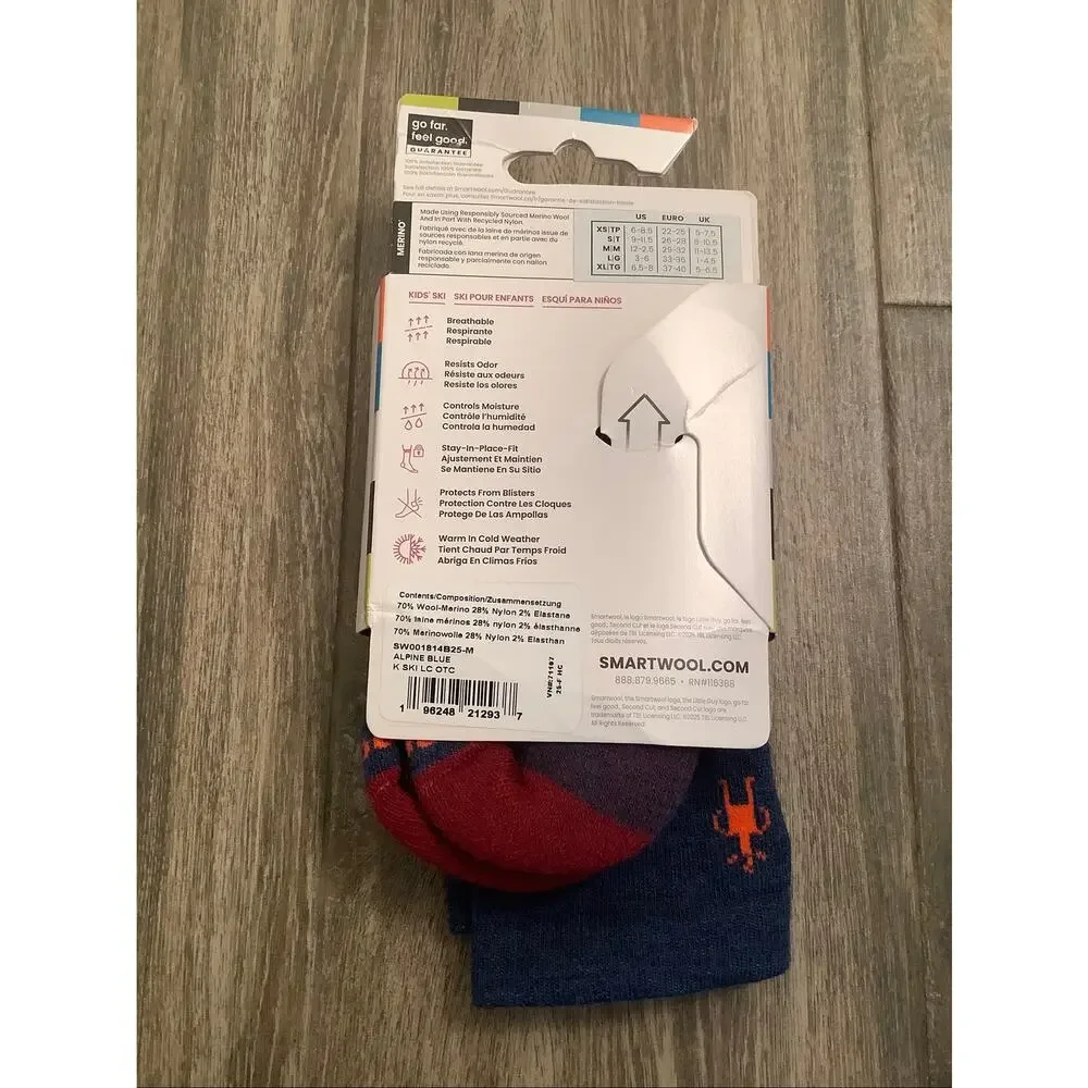 Smartwool Kids' Medium Alpine Blue Ski Light Cushion Over The Calf Socks R6-3